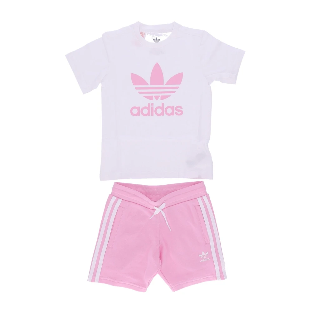 Adidas Flickor Vit/Rosa T-shirt & Shorts Set Multicolor, Flicka