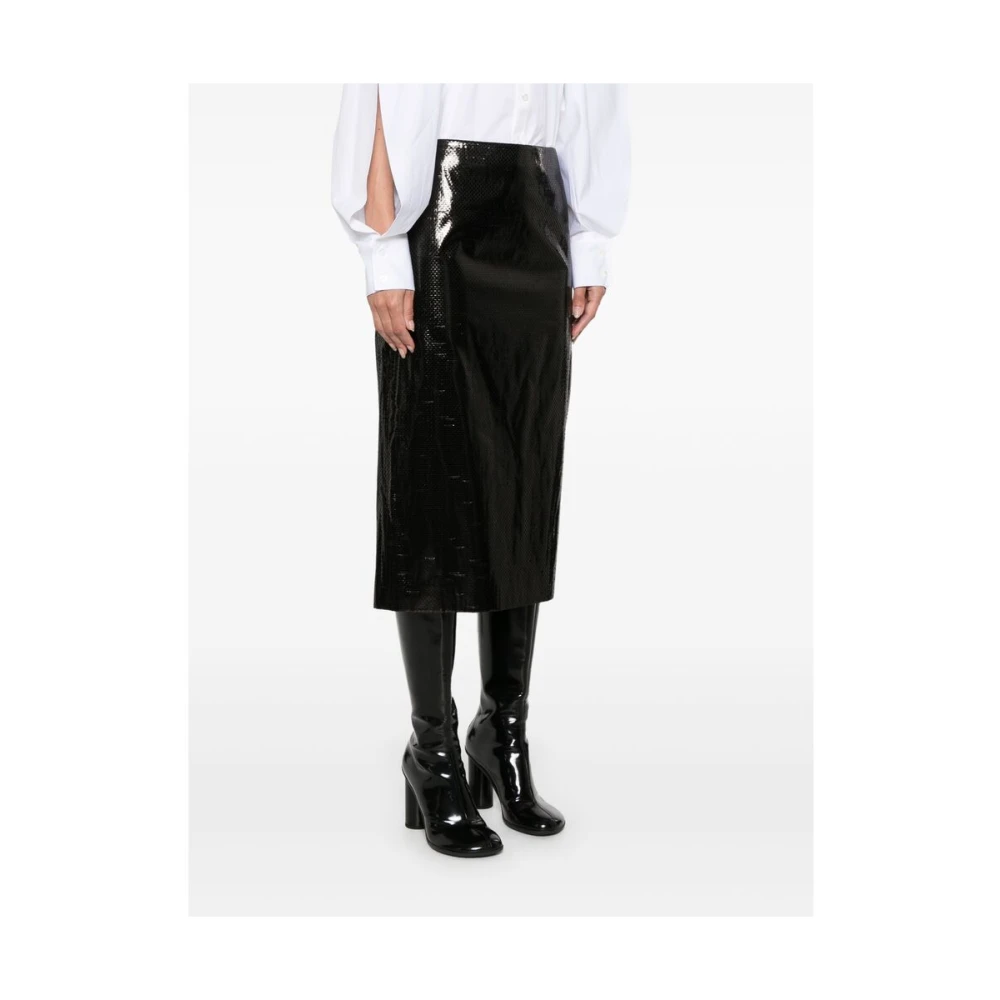 alexander mcqueen Zwarte Zijde Blend Gevlochten Rok Black Dames