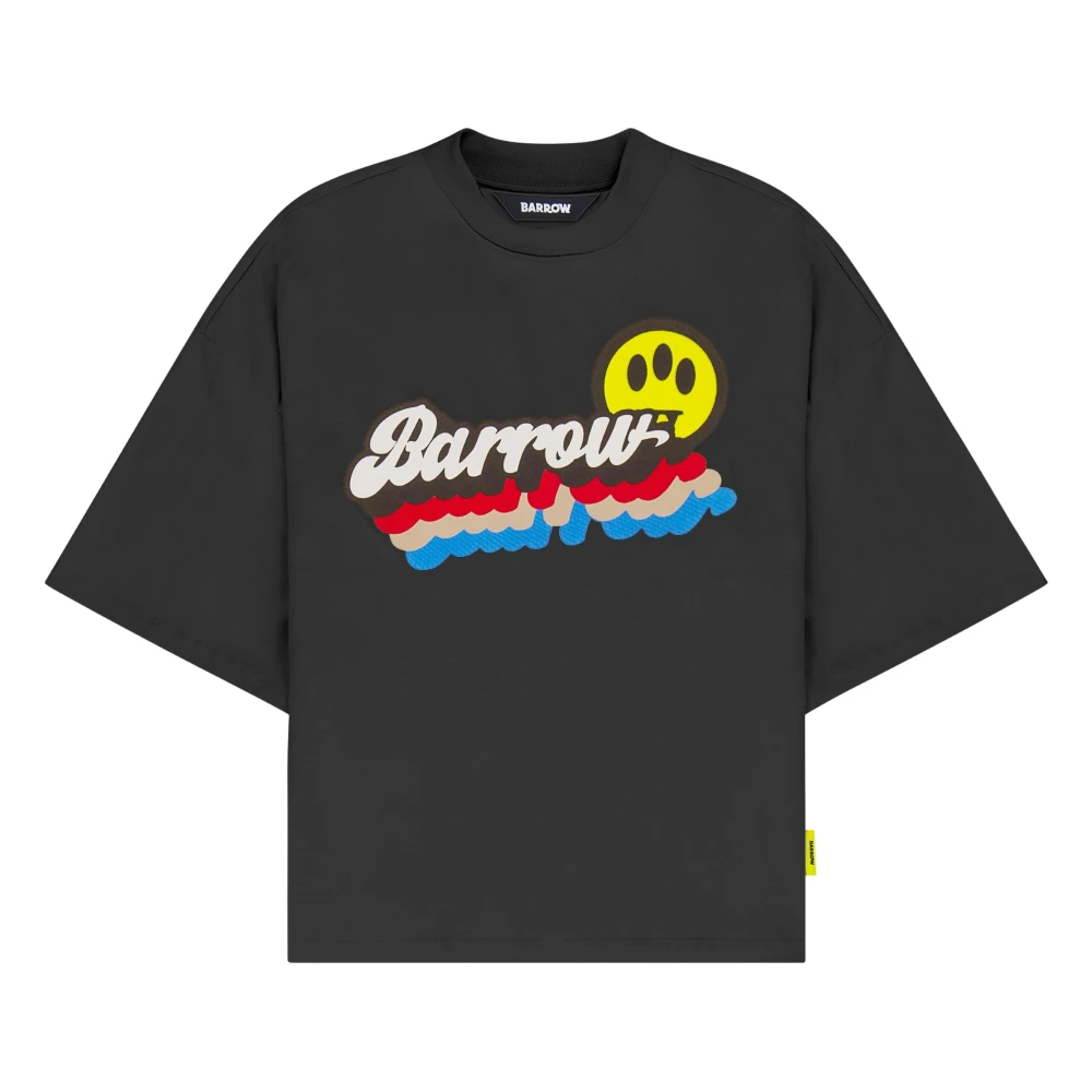 Barrow Katoenen Jersey T-shirt met Middelhoge Kraag Black Unisex