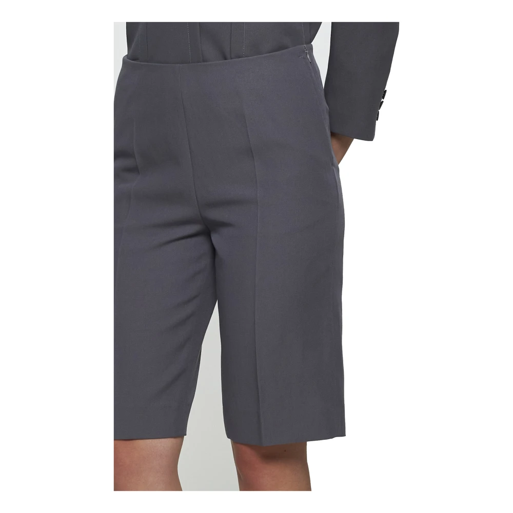Dries Van Noten Beige Wollen Blend Shorts Rechte Pijp Gray Dames