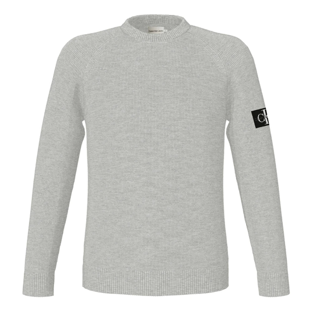 Calvin Klein Jeans Trendy Badge Easy Sweater voor Mannen Gray Heren