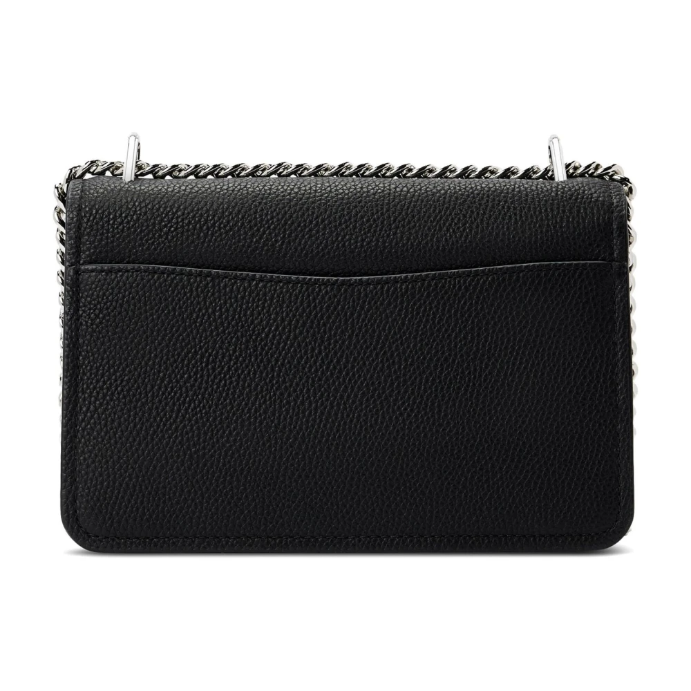 Michael Kors Zwarte leren schoudertas met zilveren metalen onderdelen Black Dames