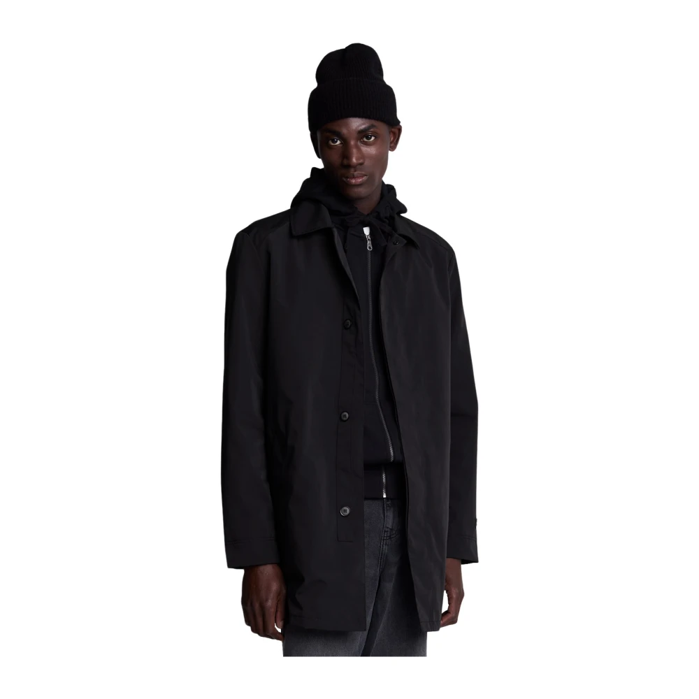 Lyle & Scott Tonal Eagle Mid-Length Jas Black Heren