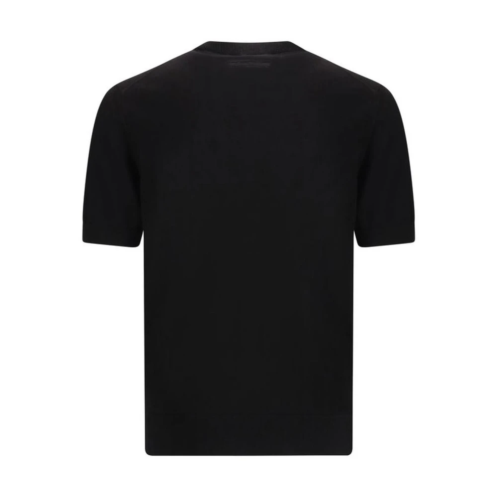 Ermenegildo Zegna Monochrome Geribbelde Crew Neck T-shirt Black Heren