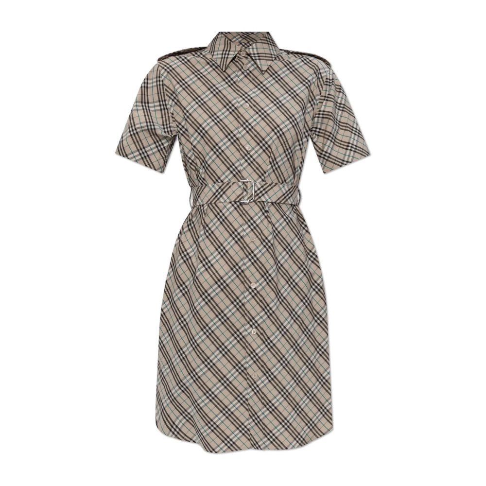 Burberry Geruite Jurk Beige Dames