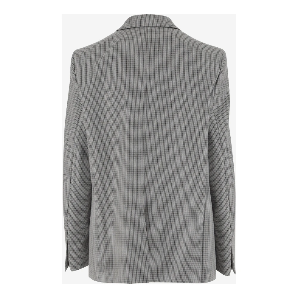 Jil Sander Grijze Wollen Jas Enkelborst Revers Gray Dames