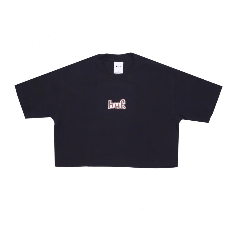HUF Zwarte Cropped Tee 1993 Stijl Black Dames