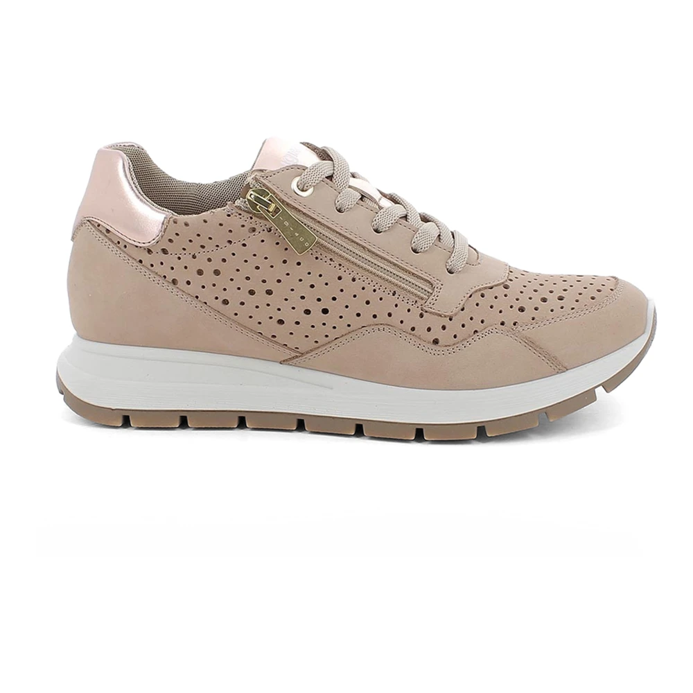 Igi&Co Perforated Leather Sneaker Dames Schoenen Beige