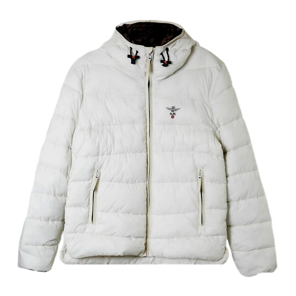 Aeronautica Militare Men's White Padded Hooded Jacket Ripstop - Winter Jackets - L - Jackets