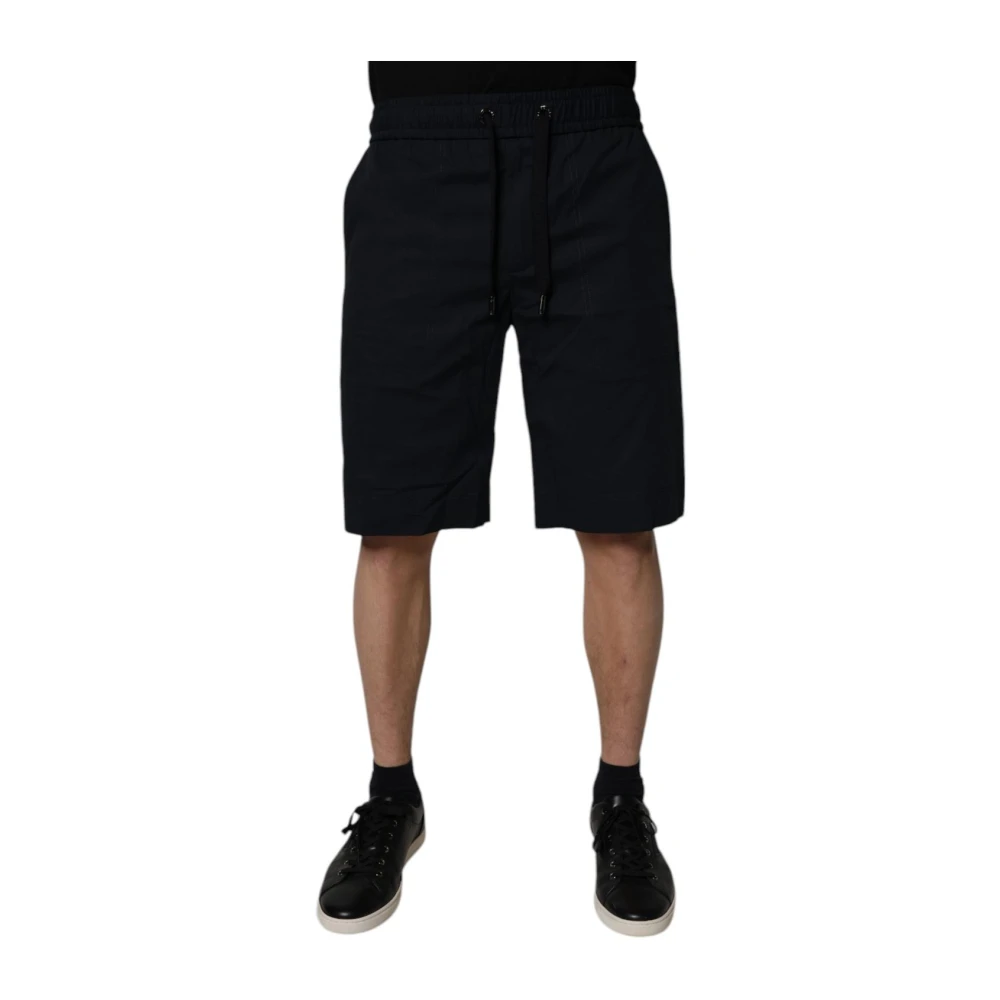 Dolce & Gabbana Men's Black Cotton Bermuda Sweat Shorts - Casual Shorts - S- Shorts