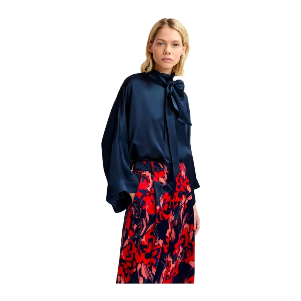Essentiel Antwerp Blauw en rood wijde pijp broek Multicolor Dames