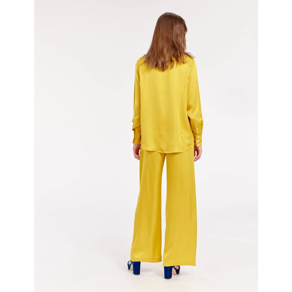 Ines De La Fressange Paris Gele Satijnen Shirt met Buttercup Design Yellow Dames