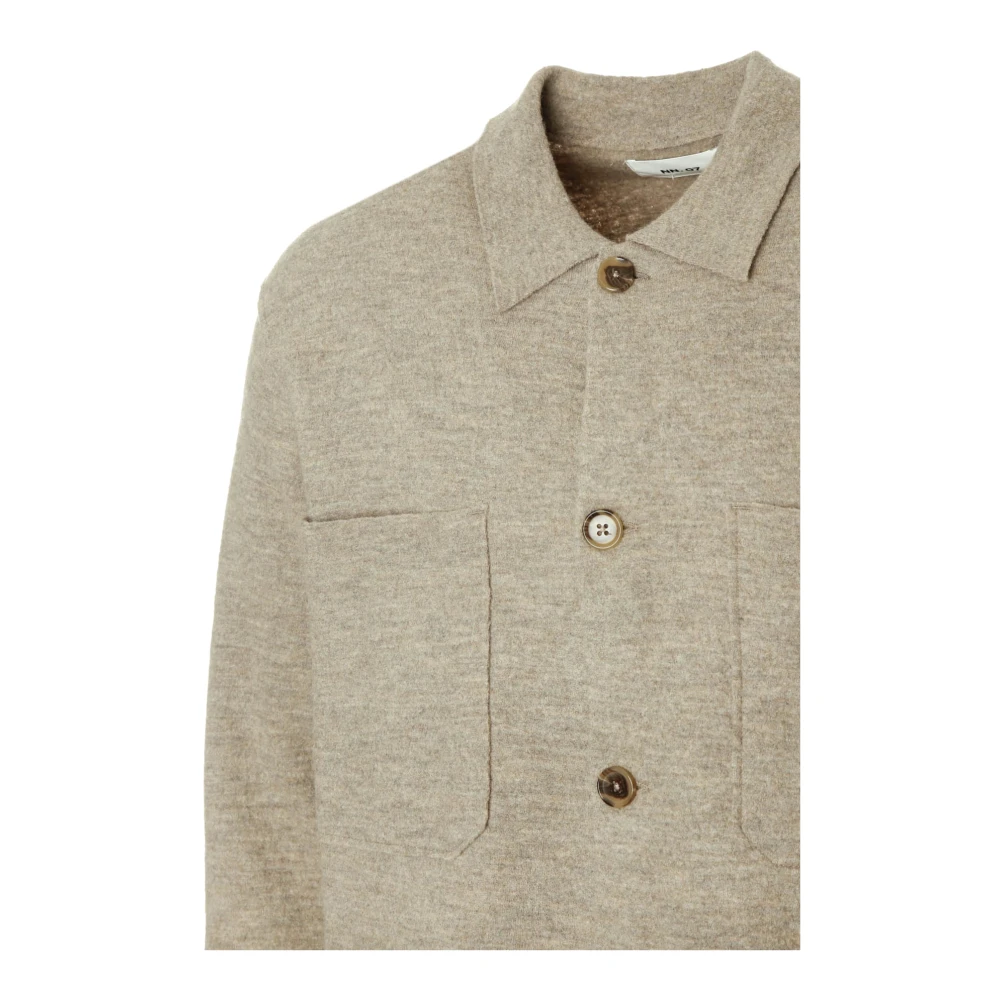 Nn07 Jonas Overshirt Lichtgewicht Merinowol Beige Heren