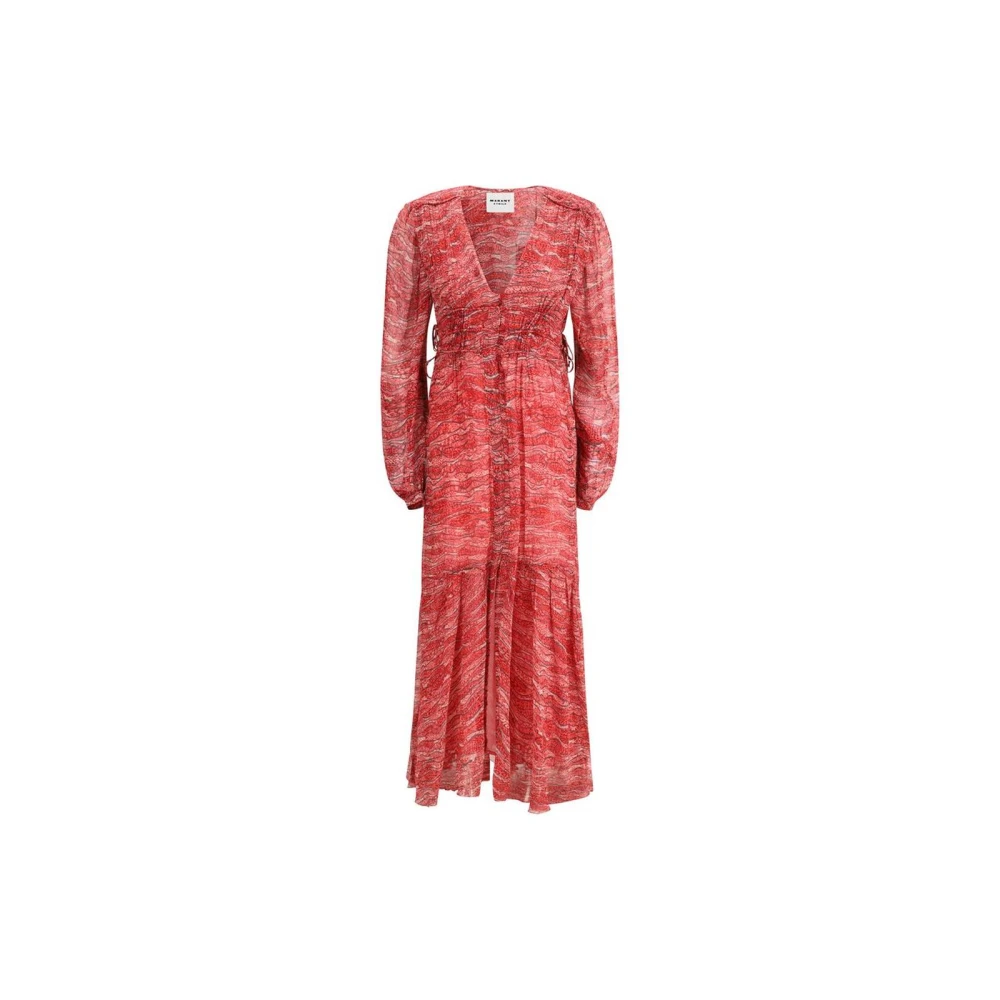 Isabel Marant Étoile Poppy Red Etoile Jurk met Zijstrik Multicolor Dames