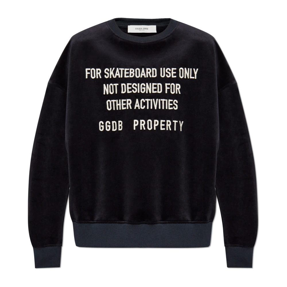 Golden Goose Velour Sweatshirt med logotyp Black, Herr