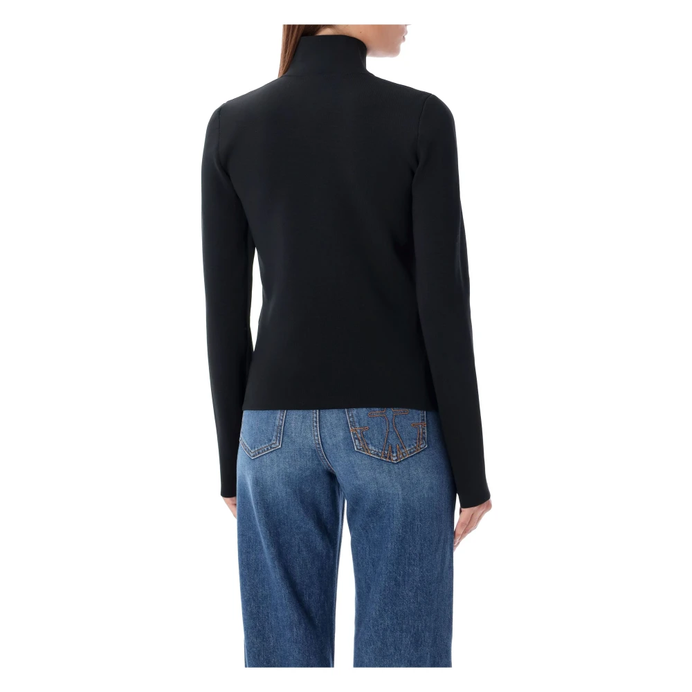 JW Anderson Zwart Gebreid Vest Met Rits Aw24 Black Dames
