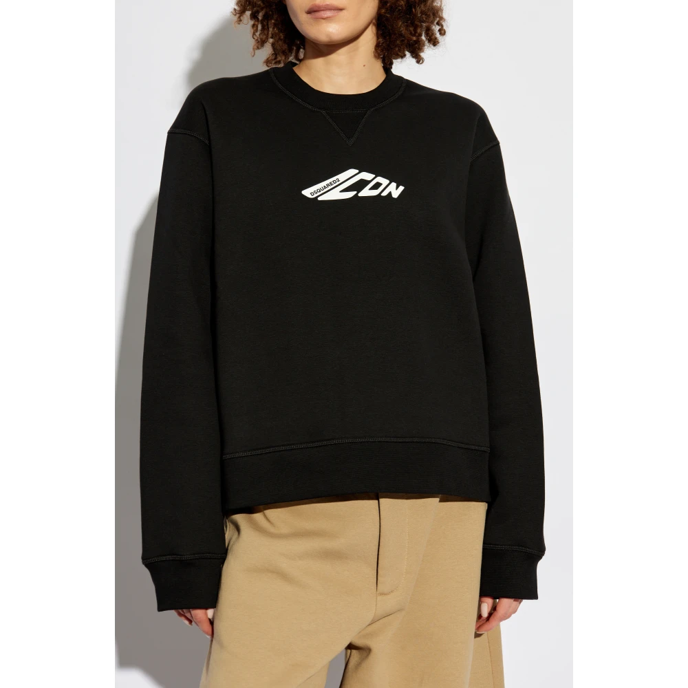 Dsquared2 Sweatshirt met bedrukt logo Black Dames