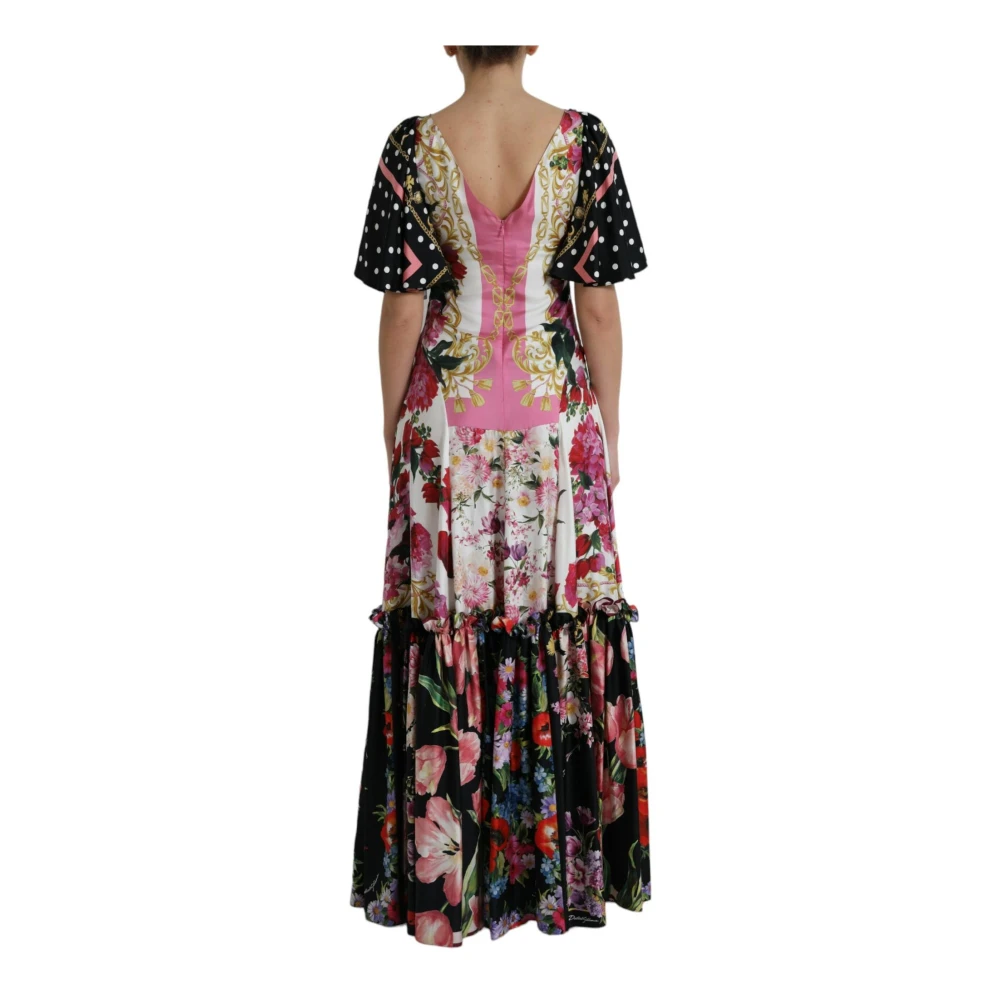 Dolce & Gabbana Multicolor Bloemenprint Zijden Maxi Jurk Multicolor Dames