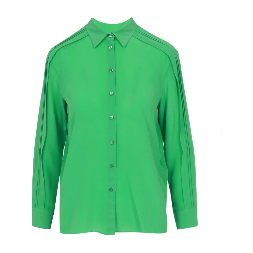 Simona Corsellini Groene Zijden Blouse met Ruches Green Dames