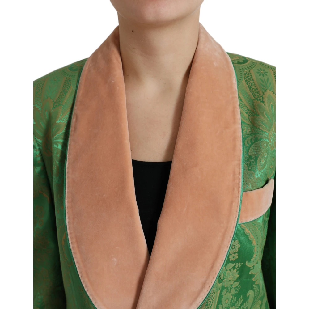 Dolce & Gabbana Groene Bloemen Double Breasted Jas Green Dames