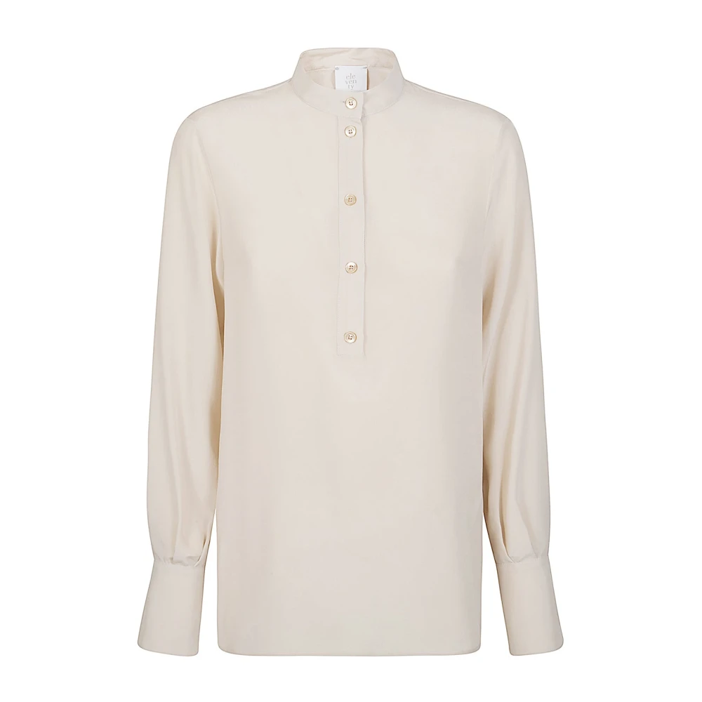 Eleventy Women's Beige Silk Crepe De Chine High Neck Shirt - Blouses - Xs - Blouses & Shirts