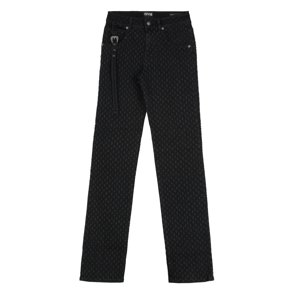 Versace Jeans Couture Women's Black Straight Fit Jeans, W26, High-Rise Slim Fit Jeans
