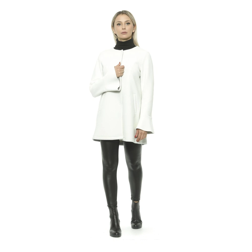 19v69 Italia Witte Neopreen Jas & Mantel White Dames