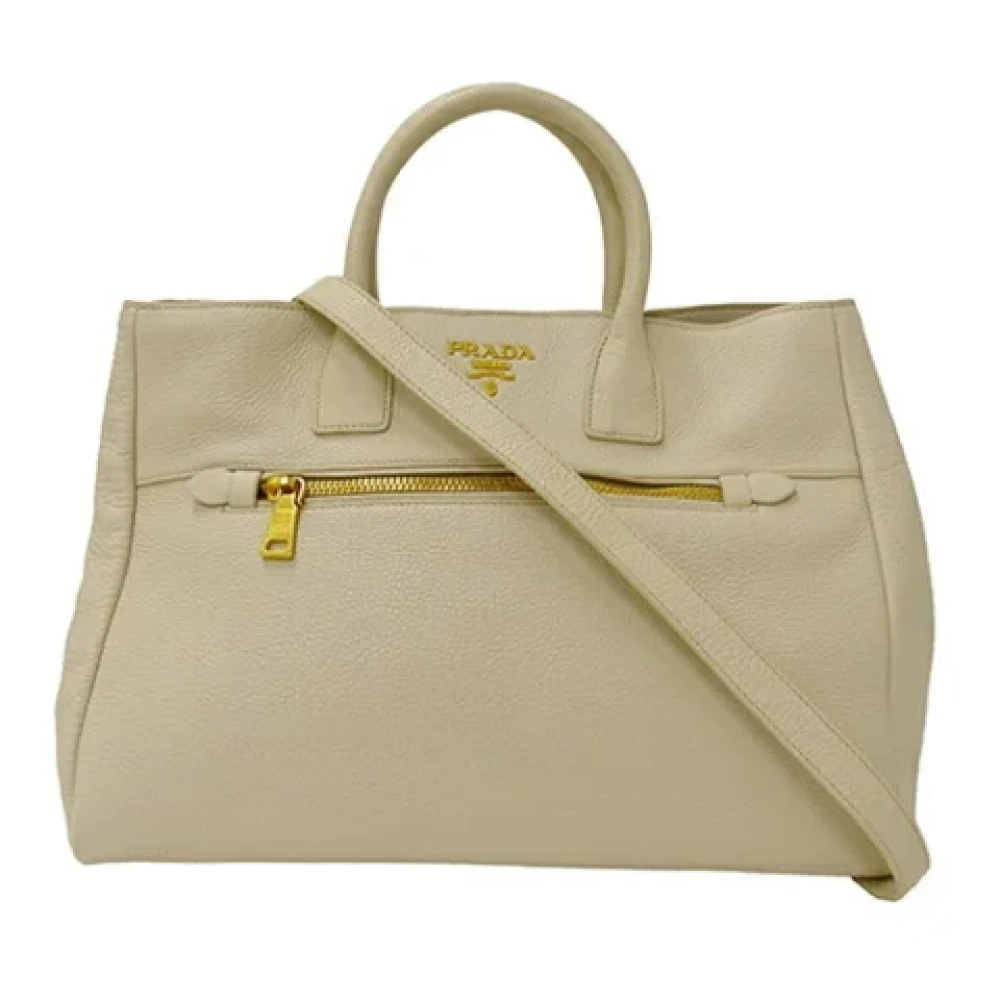 Prada Vintage Pre-owned Leather prada-bags Beige Dames