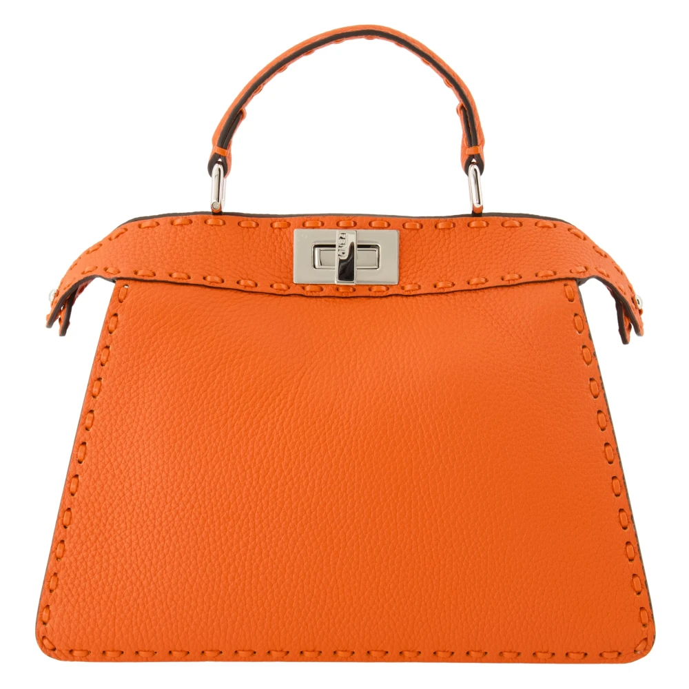 Fendi Peekaboo ISeeU Kleine Leren Tas Orange Dames