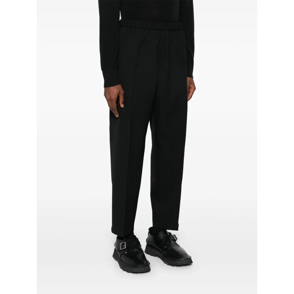 Jil Sander Zwarte Wol Tapered Broek Black Heren