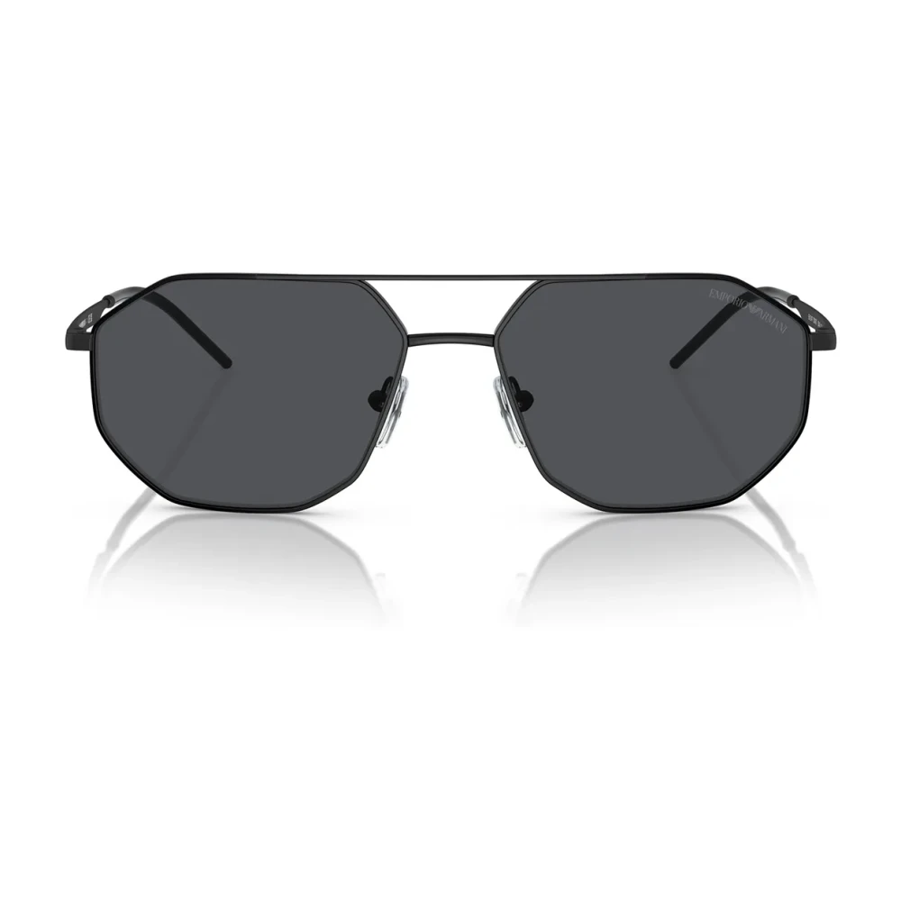 Emporio Armani Geometric Metal Sunglasses With Dark Grey Lenses - Unisex - Sunglasses - Black - 58 Mm - Accessories