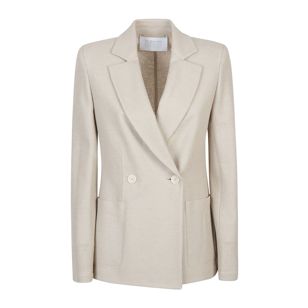 Harris Wharf London Linnen Katoenen Jas Zandkleurig Made in Italy Beige Dames