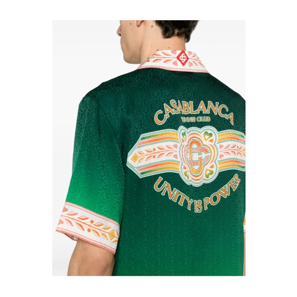 Casablanca Gedrukt Half Mouw Shirt Green Heren
