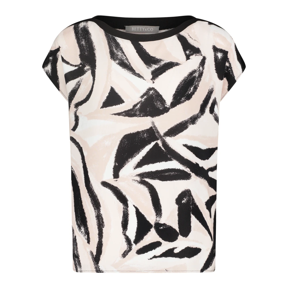 Betty & Co Grafische Print Blouse Shirt Beige Dames
