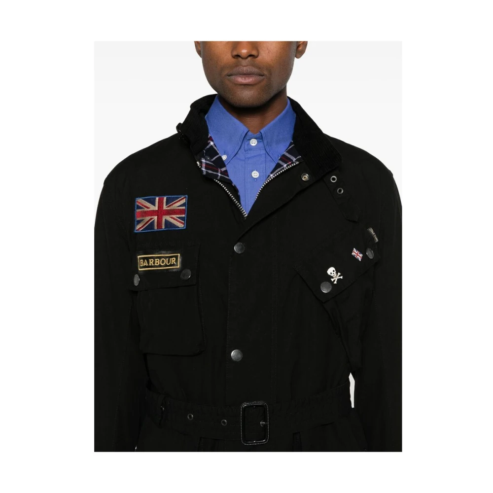 Barbour Buckle-Collar Zip Front Outerwear Black Heren