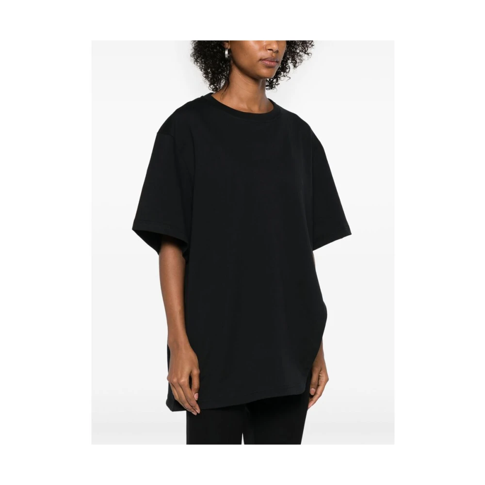 The Attico Zwarte Crew Neck T-shirt met Geborduurd Logo Black Dames