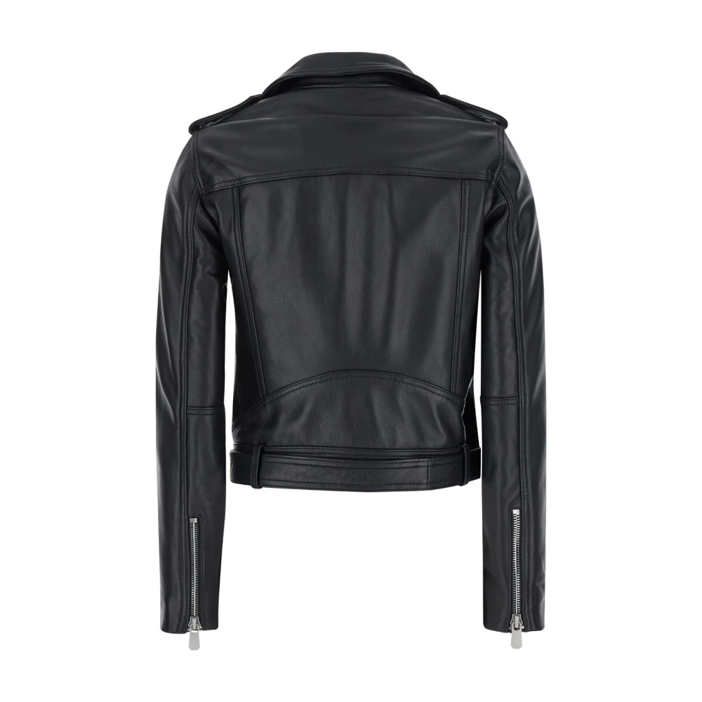 pinko Costa Rica Biker Zwarte Jas Black Dames