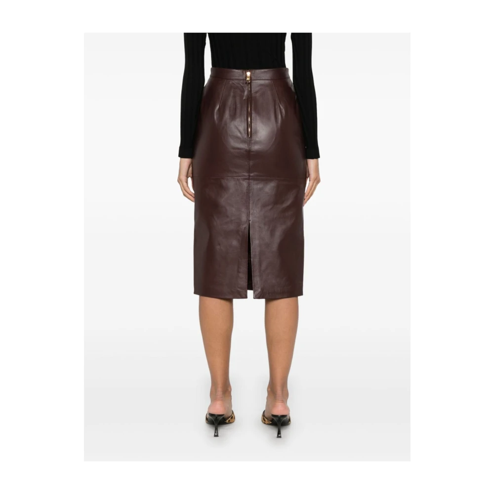 Elisabetta Franchi Bruine Rok met Rits aan de Achterkant Brown Dames