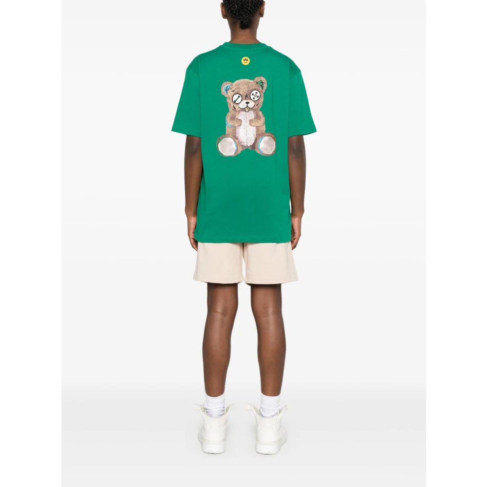 Barrow Groene Crew Neck T-shirt met Bear Print Green Heren