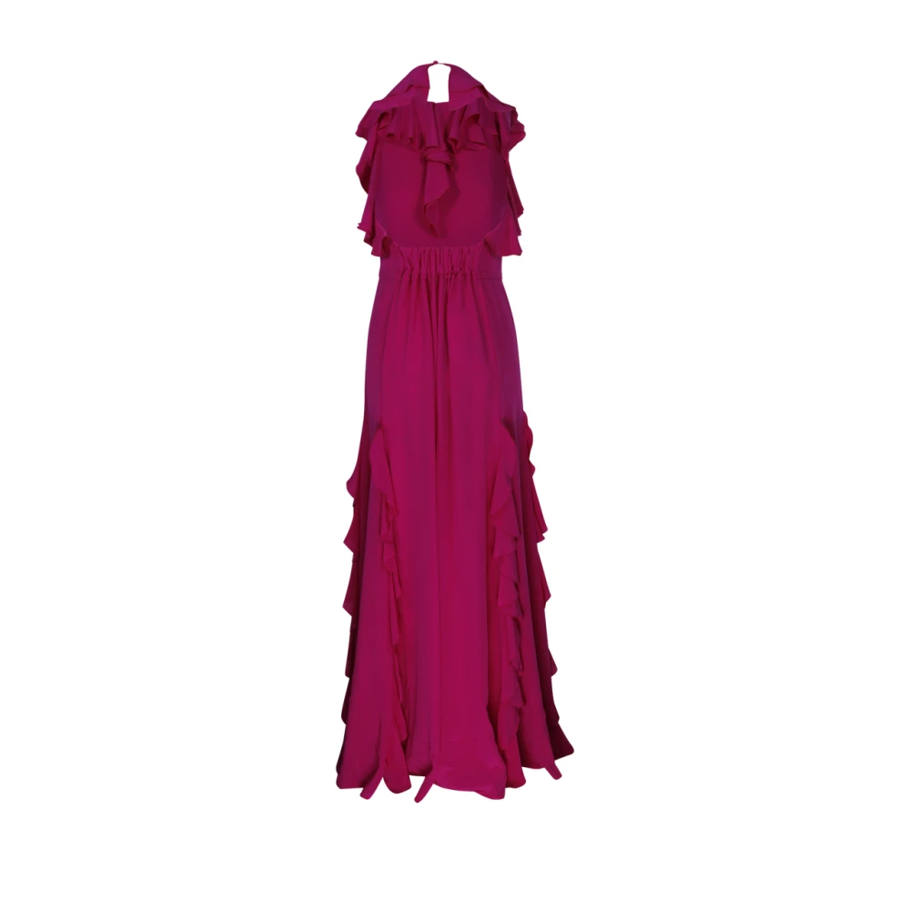 Crida Milano Orchidea Lange Jurk Elegant Bloemendesign Purple Dames