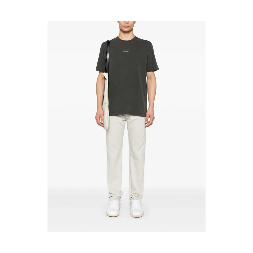Samsøe Antraciet Grijs Logo Print Crew Neck T-shirt Gray Heren