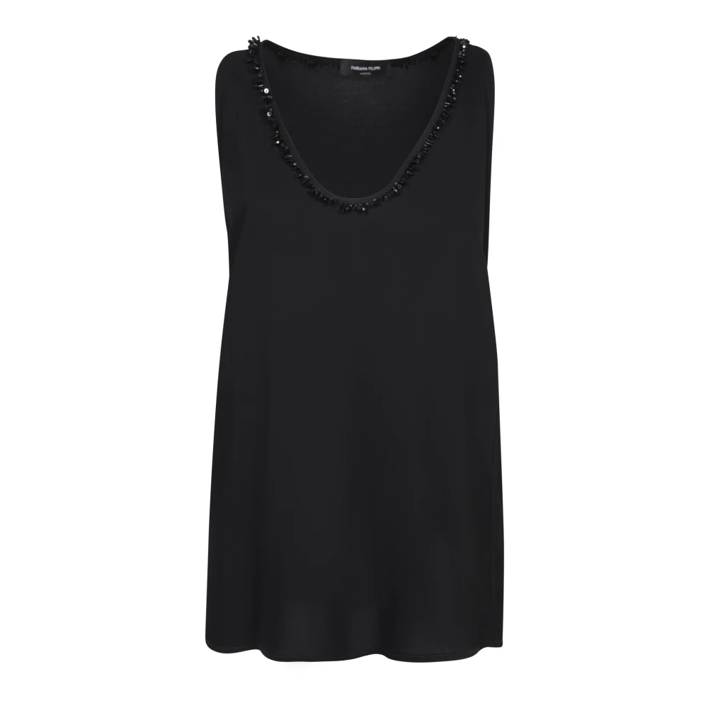 Fabiana Filippi Zwarte Mouwloze Top Elegant Comfortabel Black Dames