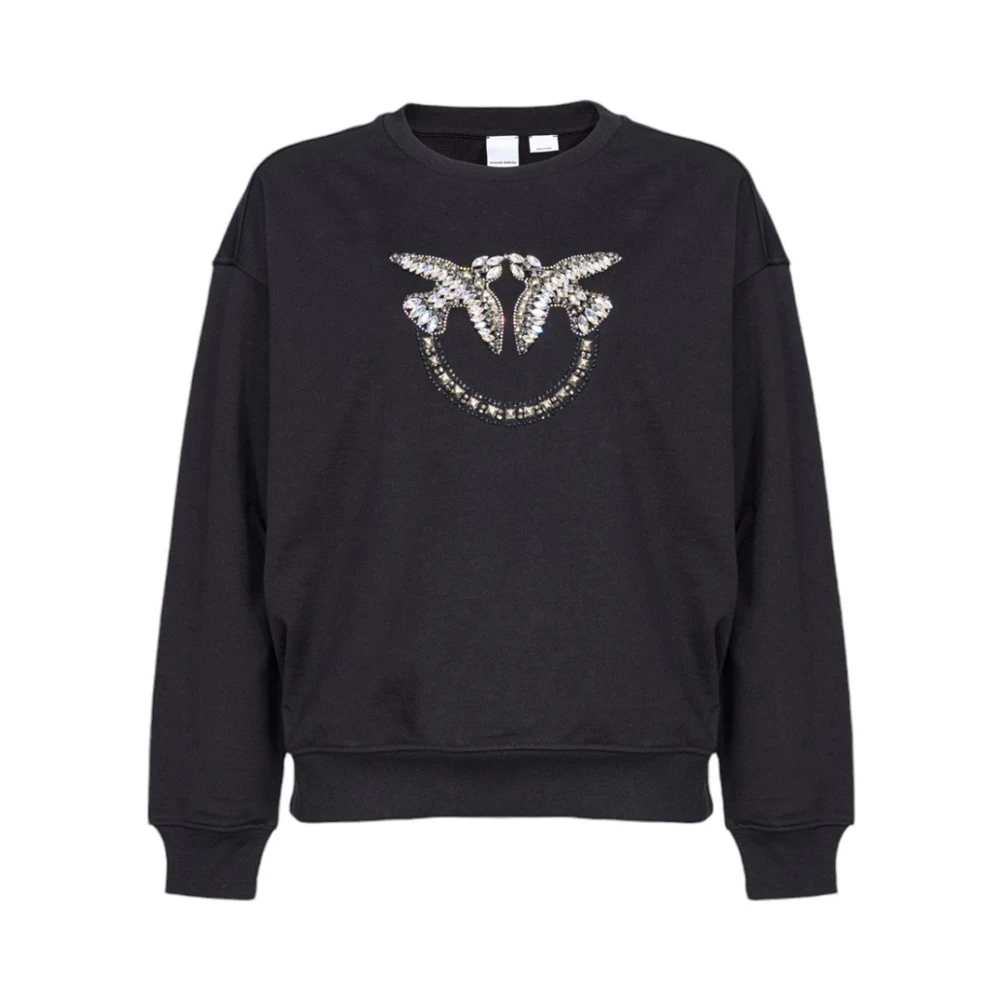 Pinko Vogels Logo Sweater Verhoog Stijl Casual Black Dames