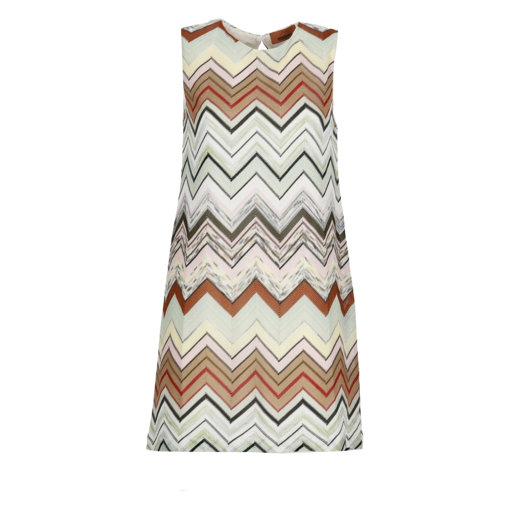 Missoni Mujer Multicolor - Mini Vestido Sin Mangas Con Diseño De Chevrón En Viscosa Y Algodón - Dresses - S - Mini Vestido Sin Mangas Con Diseño De Chevrón En Viscosa Y Algodón