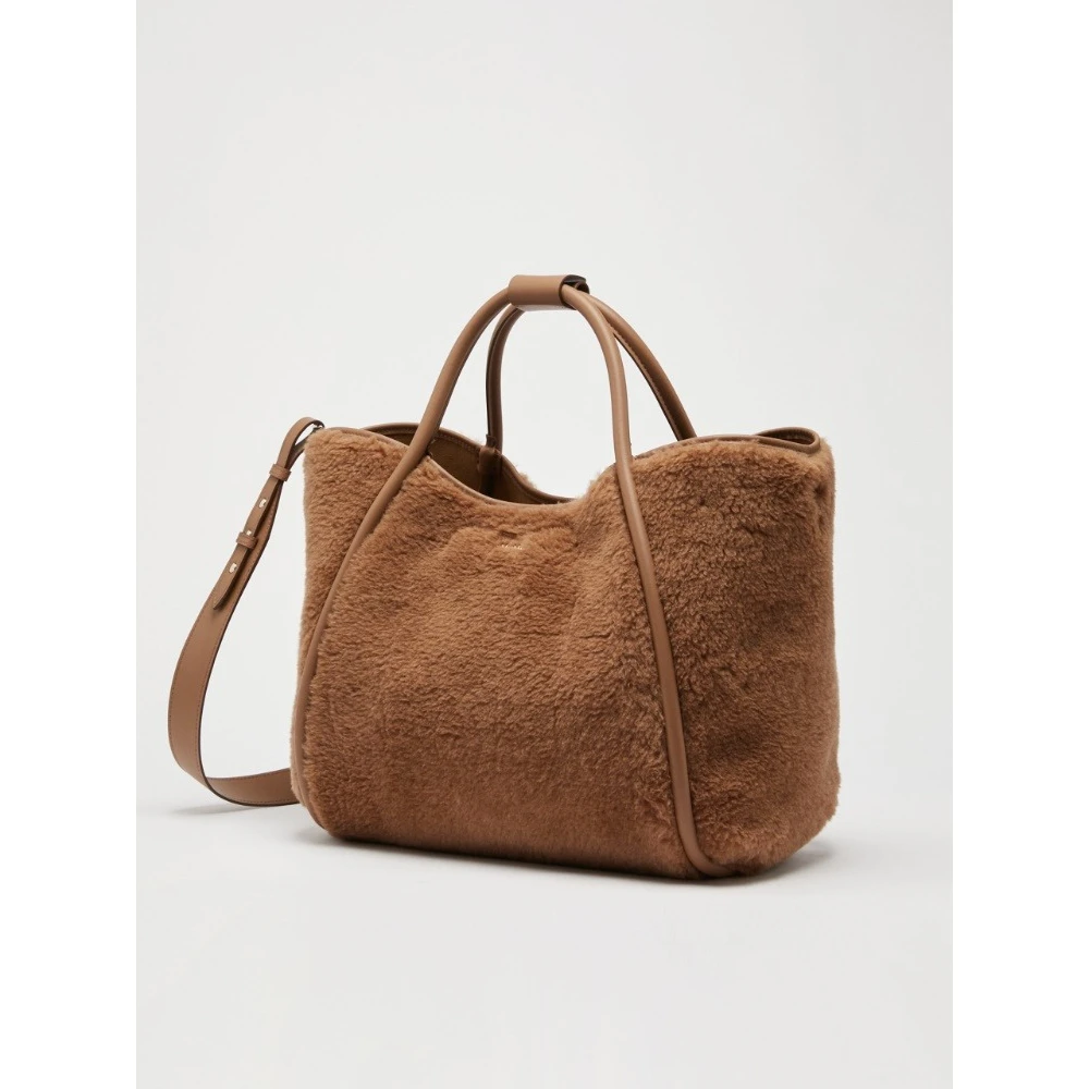 Max Mara Luxe Teddy Tas met Leren Details Brown Dames