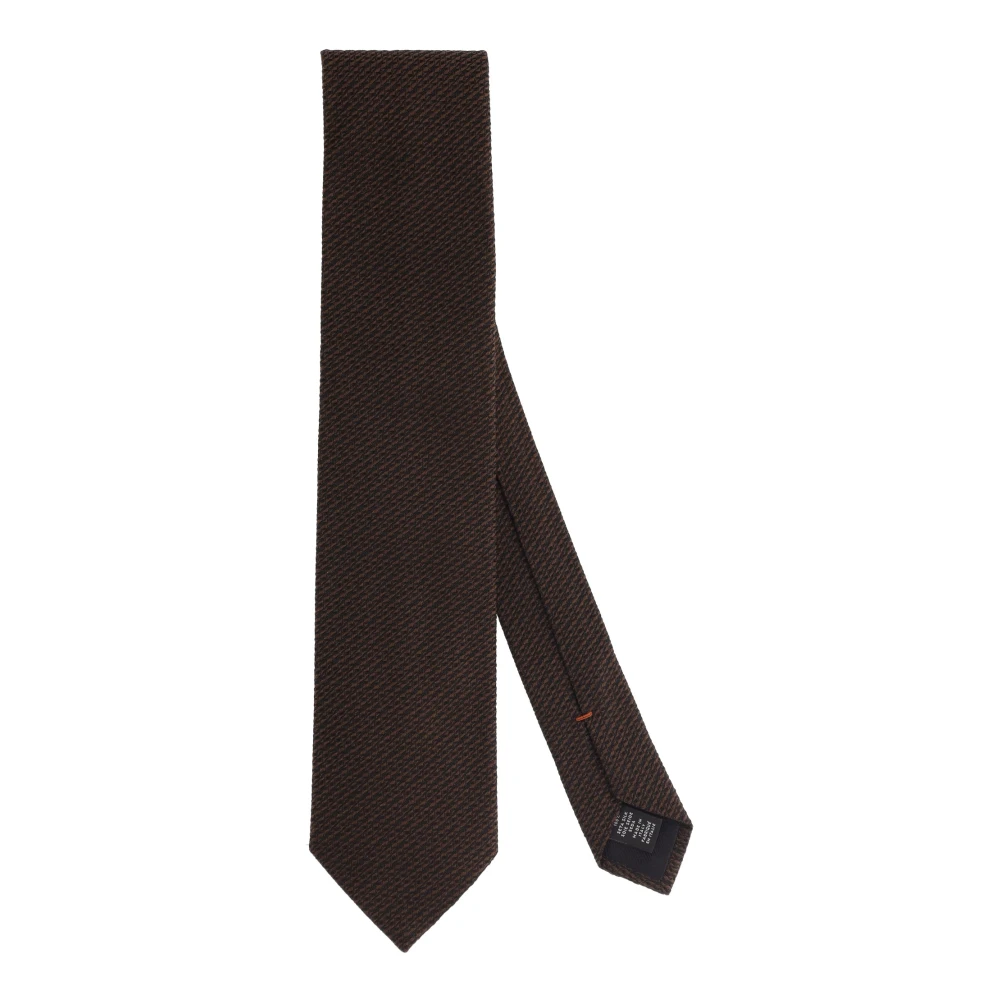Ermenegildo Zegna Bruine Zijden Effen Stropdas Brown Heren