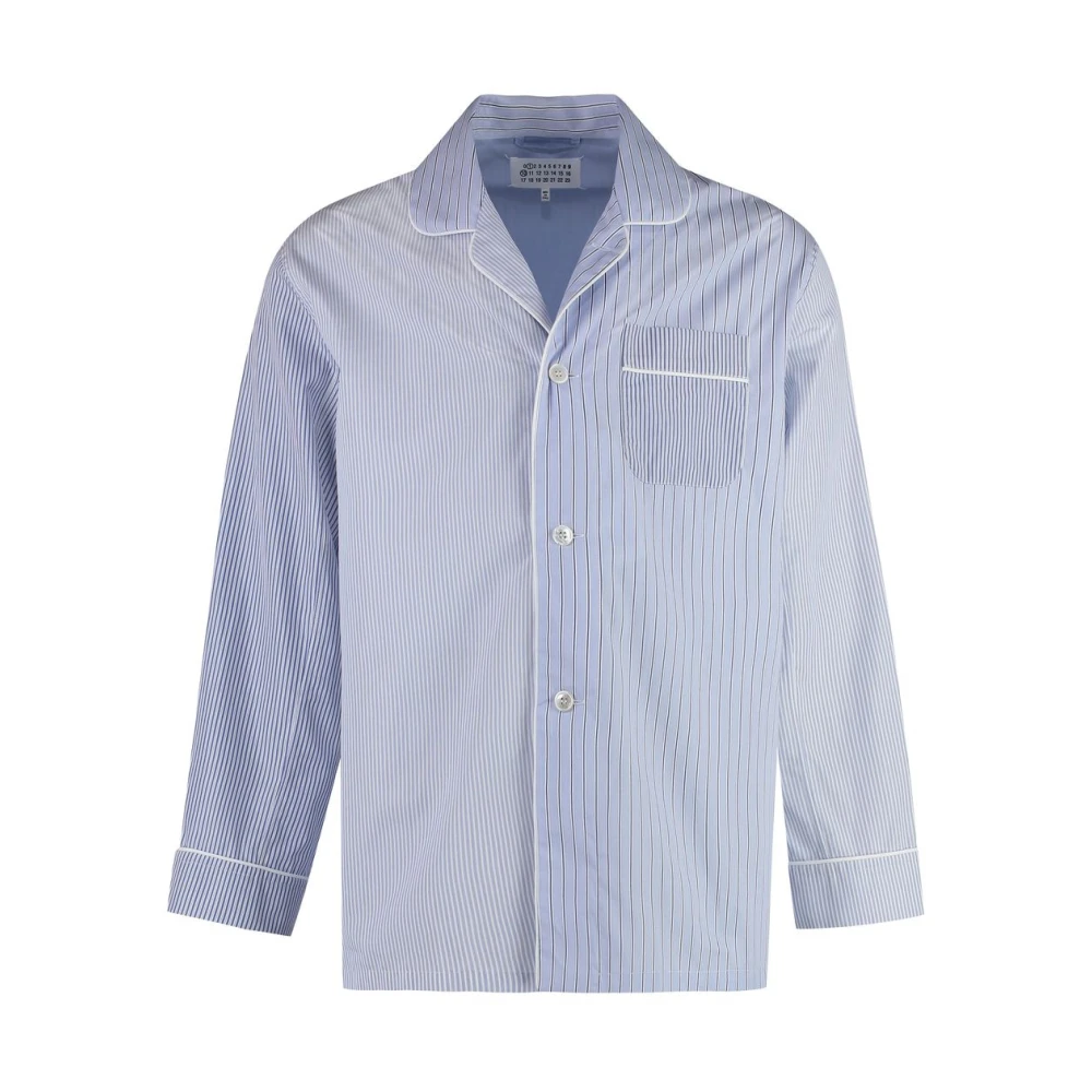 Maison Margiela Donna Blu - Camicia Da Pigiama A Righe In Cotone - Blouses & Shirts - 3XS
