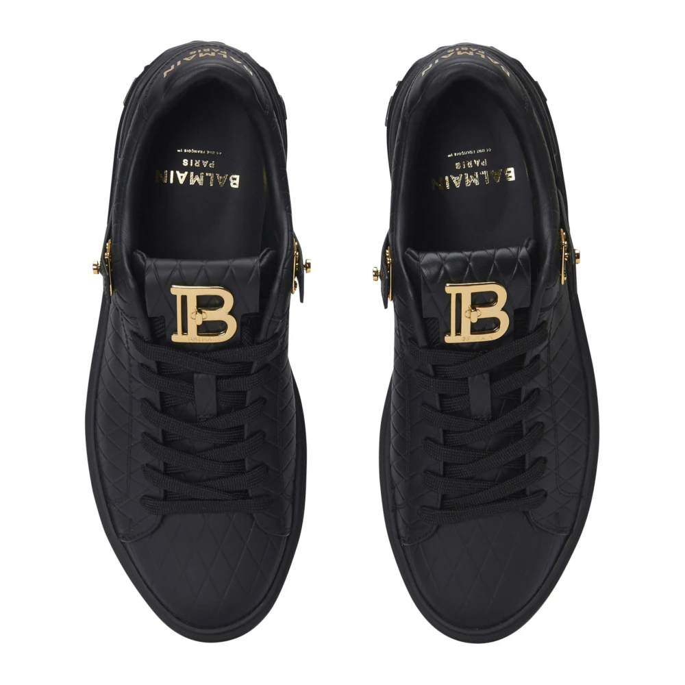 Balmain B-Court B-Buzz sneakers in reliëf kalfsleer Black Dames