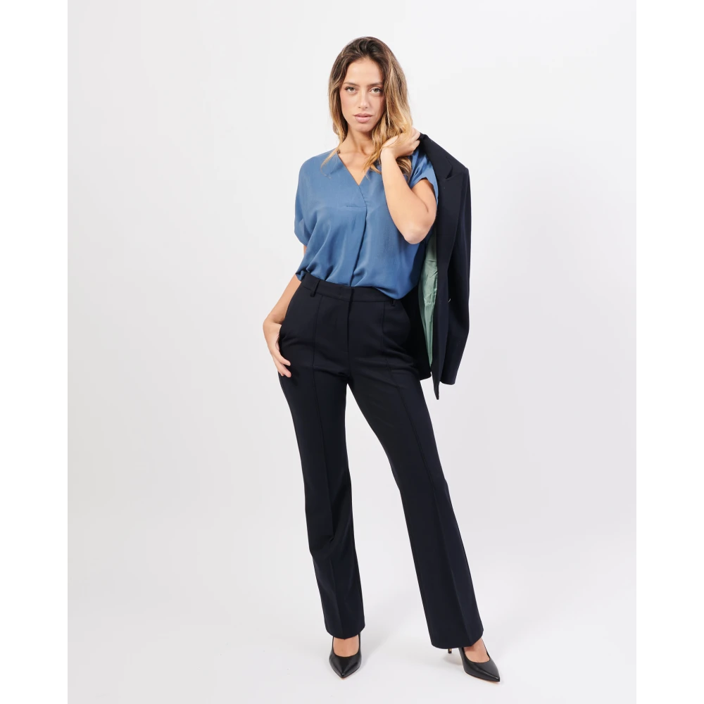Gerry Weber Hoge Taille Blauwe Broek Rechte Pijp Blue Dames