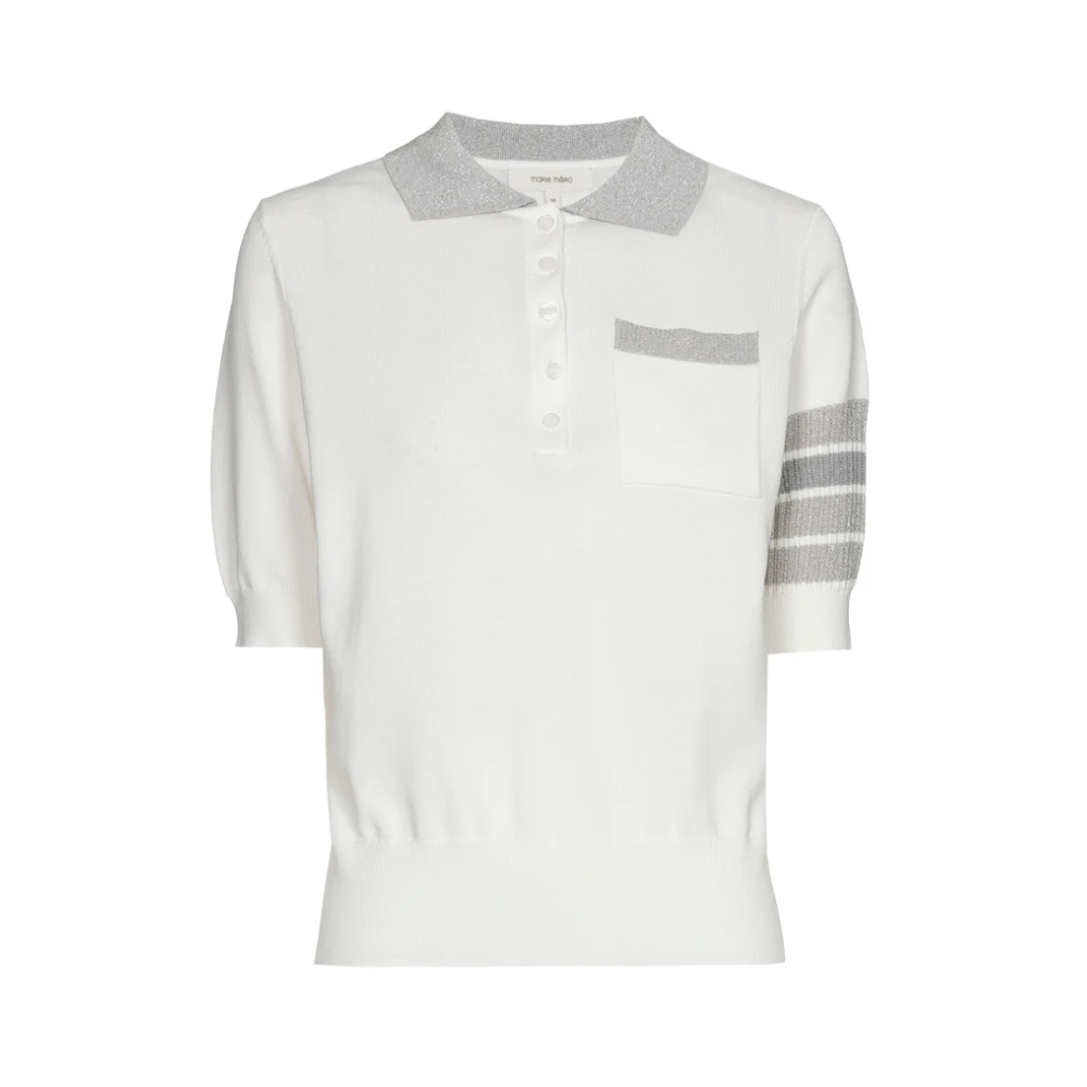 Marie Méro Wit Poloshirt met Grijze Kraag White Dames